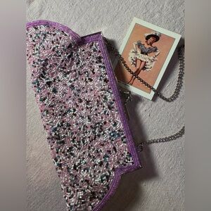 Vintage confetti glass beaded clutch!